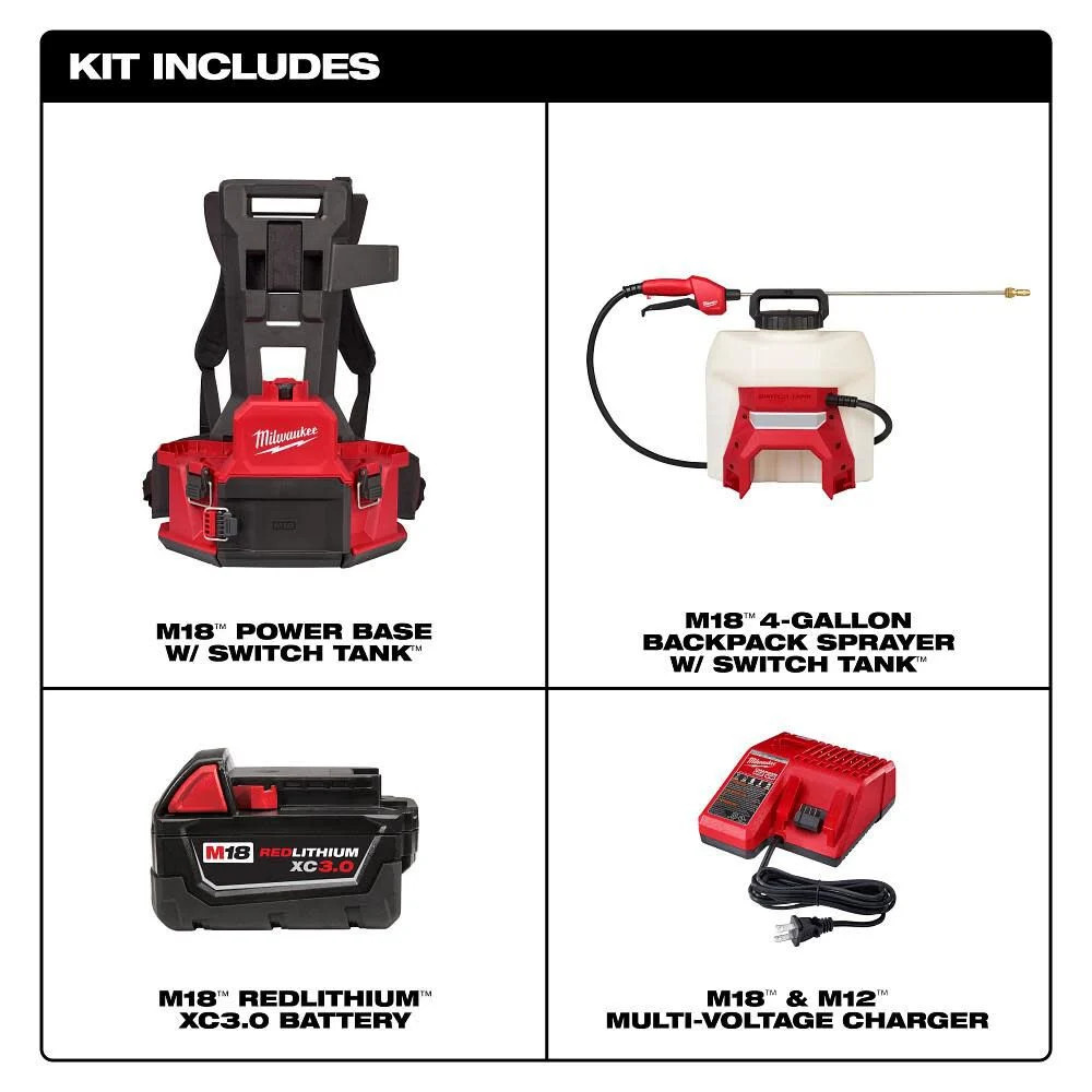 Milwaukee M18 4-Gallon Backpack Sprayer Kit With Switch Tank