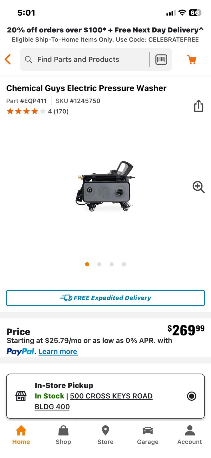 Chemical Guys ProFlow PM2000 2030 PSI 1.77 GPM Electric Pressure Washer Casters