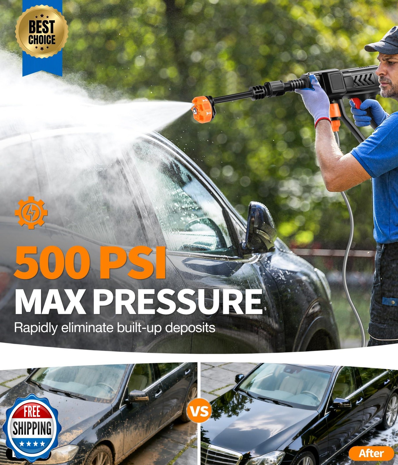 KimPump Cordless Pressure Washer Battery Operated, 500 PSI Cordless Power Was