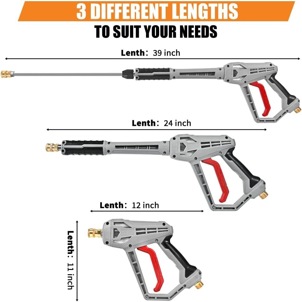 Professional 5000 PSI Pressure Washer Gun with Safety Lock and Extension Wand