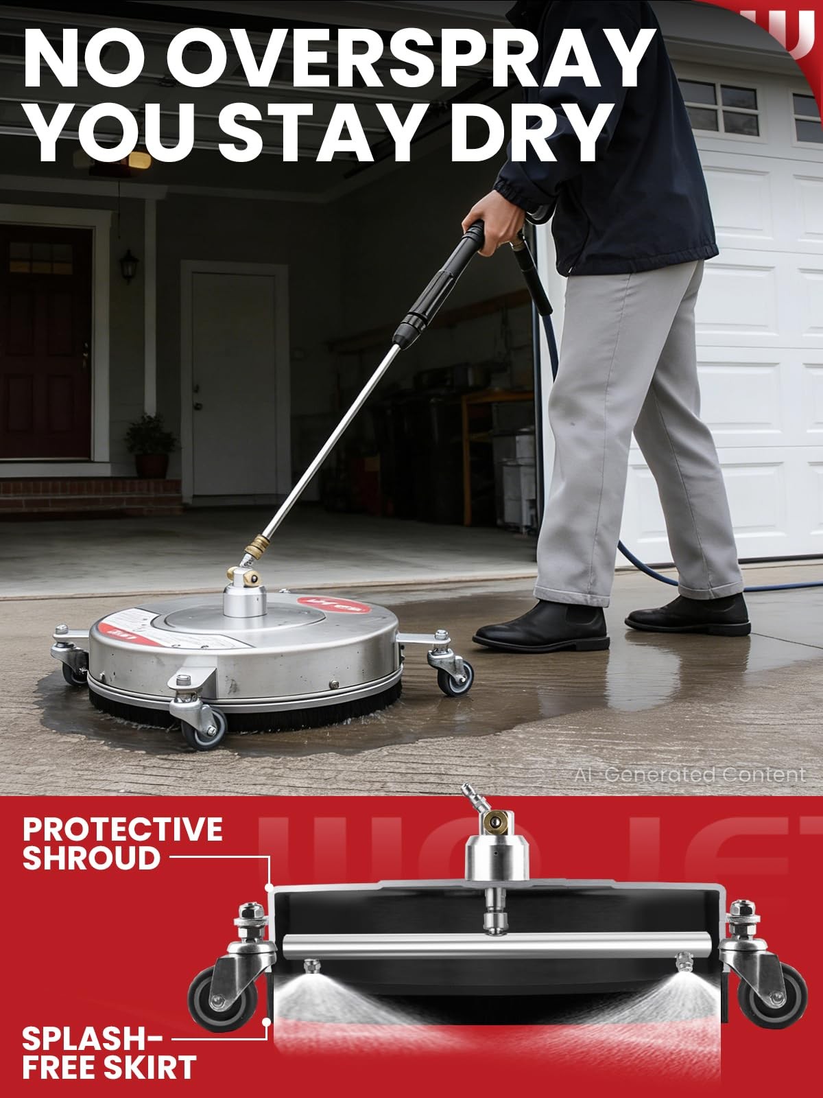 WOJET 16″ Stainless Steel Pressure Washer Surface Cleaner, Professional Power…