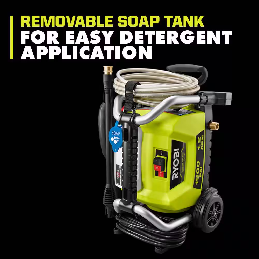 1900 PSI 1.2 GPM Cold Water Wheeled Electric Pressure Washer with 12 In. Surface