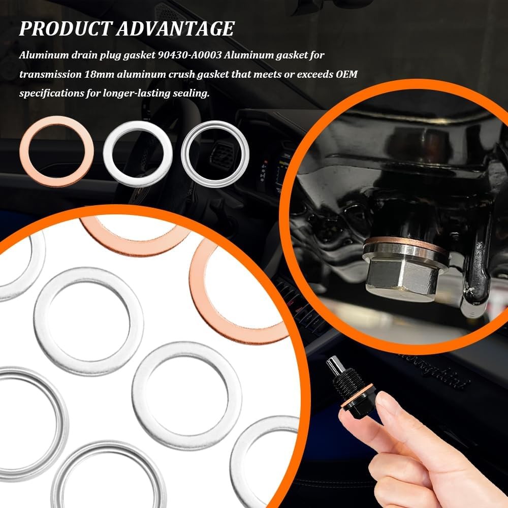 12PCS Differential Transfer Case Crush Washer Gasket Kit, Oil Drain Plug Gasket,