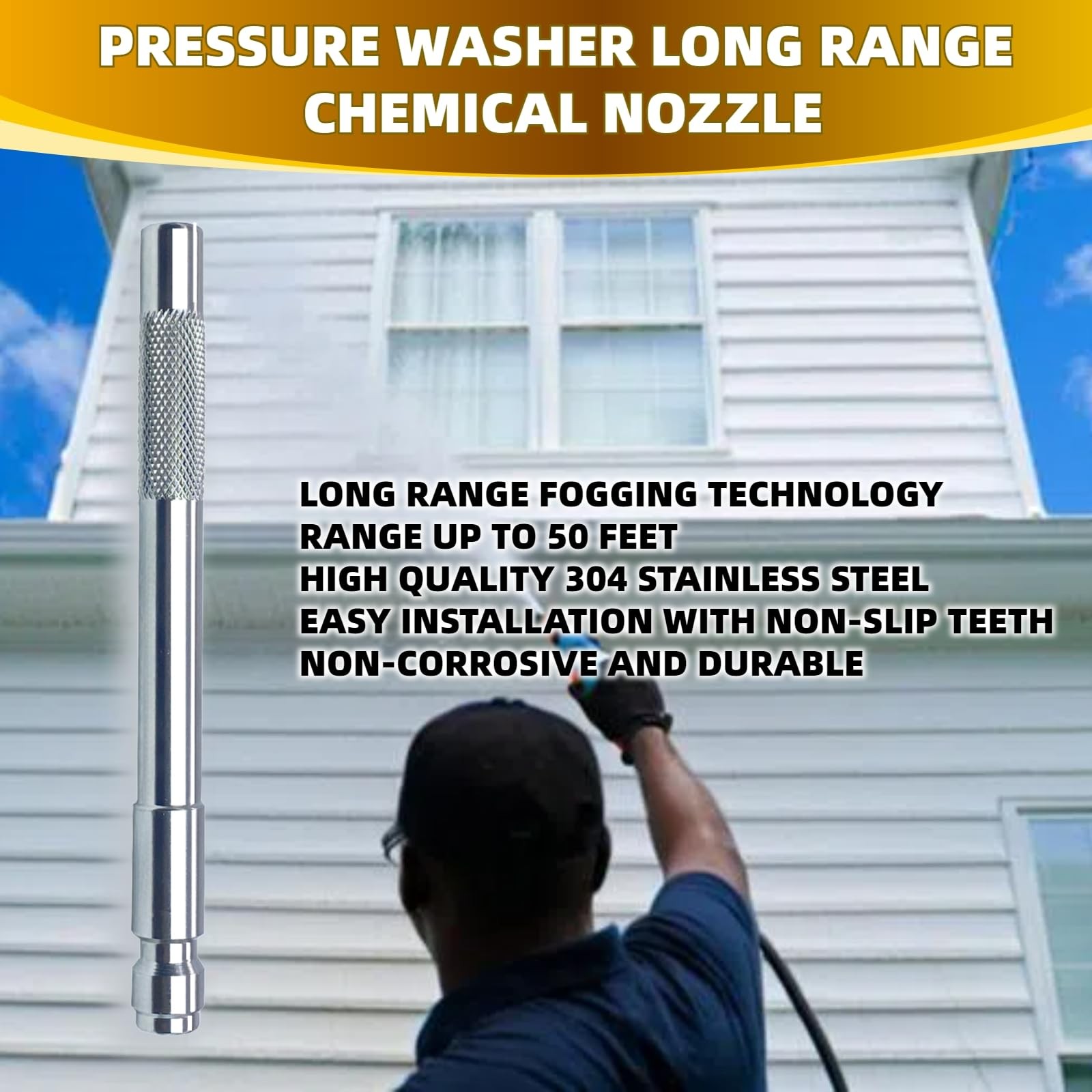 Pressure Washer Long Range Nozzle,with ladder saver nozzle for 1000 to 6000 P…