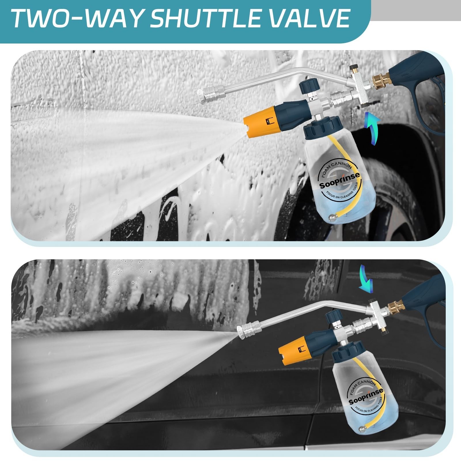 Pressure Washer Foam Cannon & Short Gun, Dual Connector, Snow Soap Attachment, 5