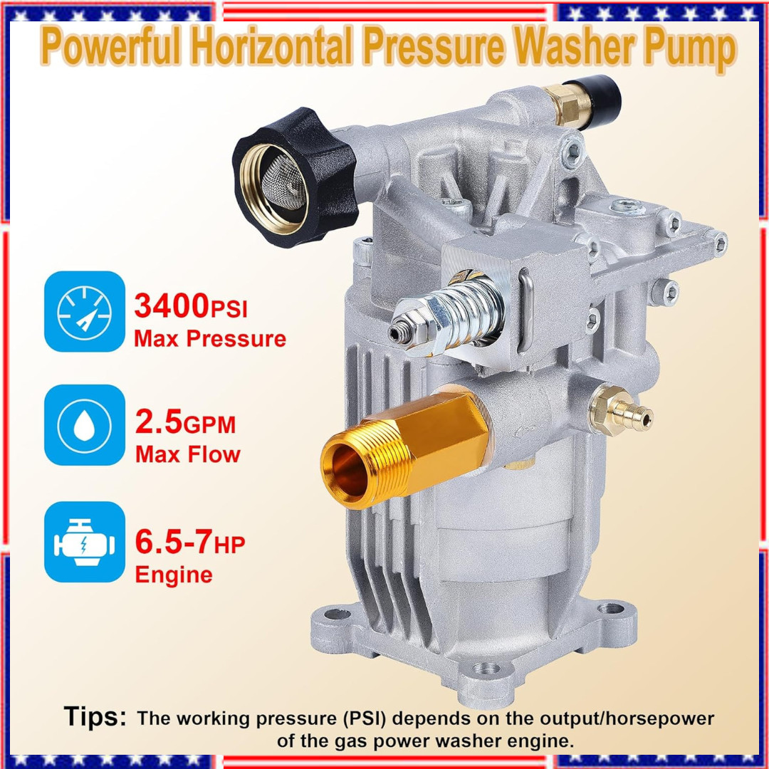3400 PSI Pressure Washer Pump 3/4″ Shaft 2.5 GPM for Honda Simpson