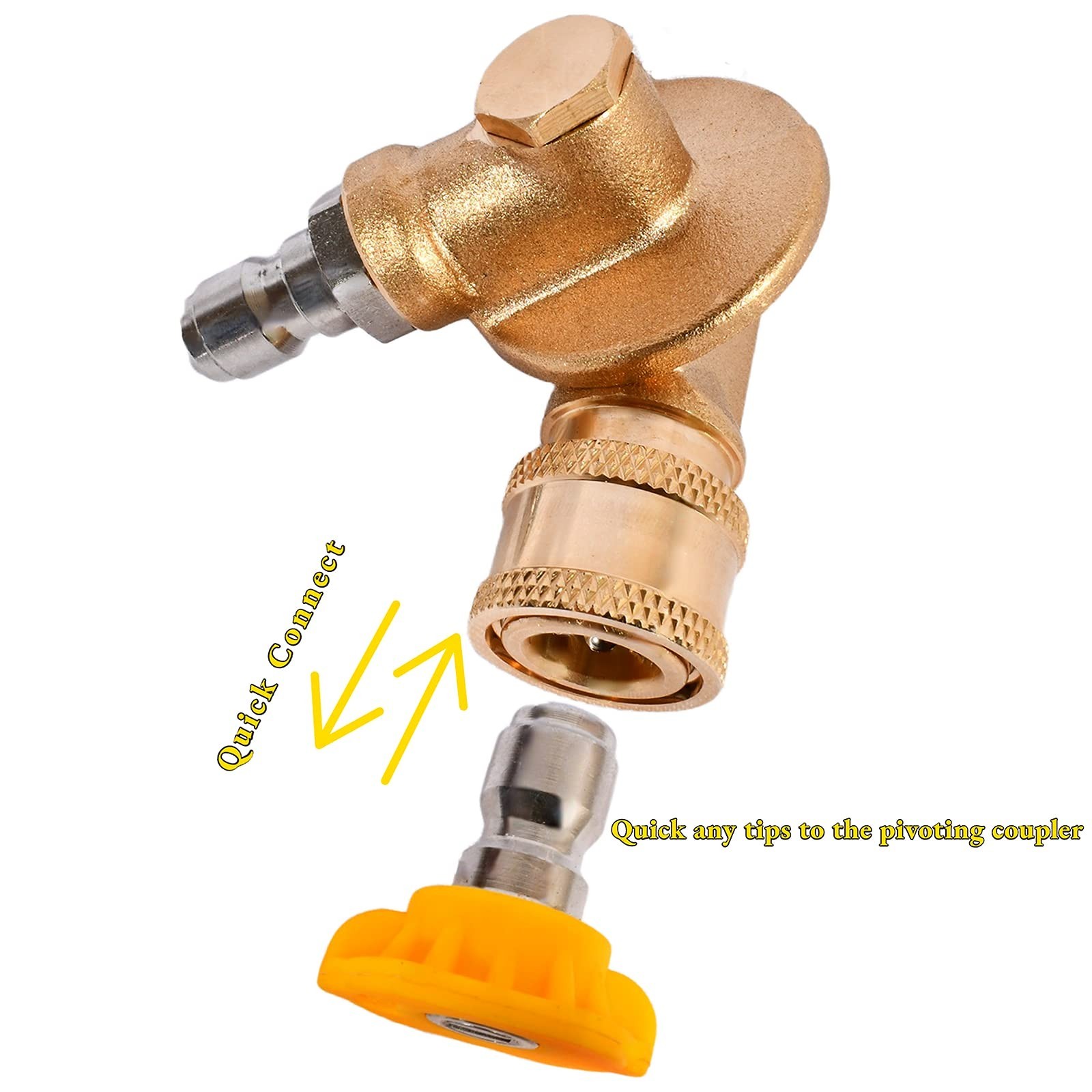 Pressure Washer Pivoting Coupler 1/4” Quick Connect 240° Rotation for Gutter & H
