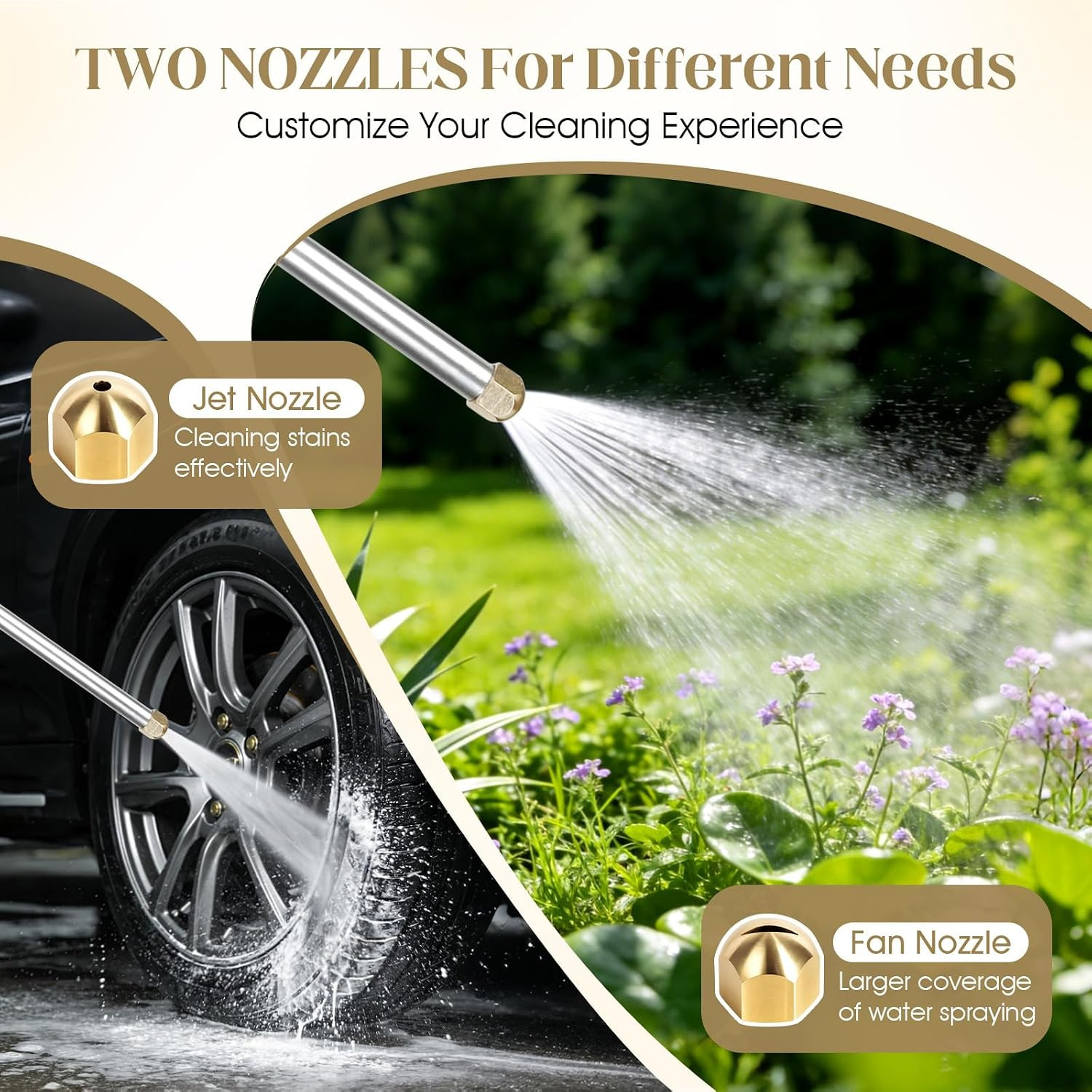 Jet Nozzle Power Washer for Garden, High Pressure Washer Tools with 2 Differe…