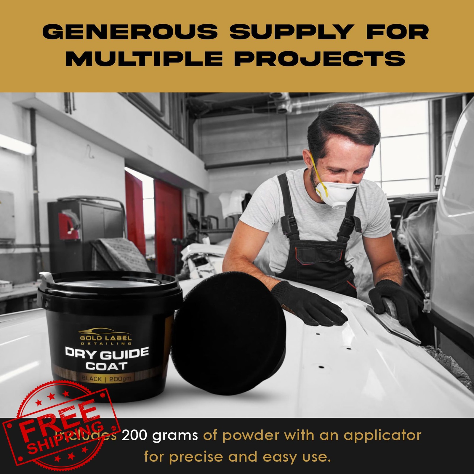Gold Label Detailing Dry Black Guide Coat 7oz Autobody Paint