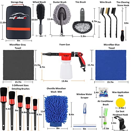 33Pcs Car Wash Detailing Kit Cleaning Kits with Foam Gun Sprayer Brush Large