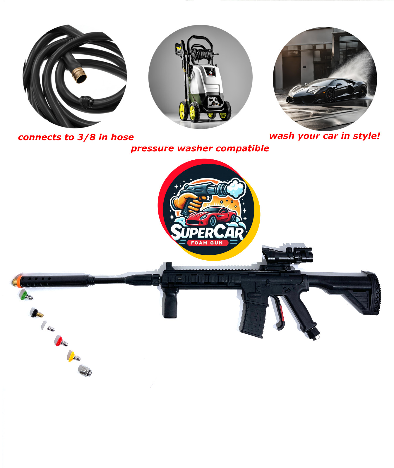 Pressure Washer Gun, High Pressure Foam Gun, Car Cleaning, Military Inspired