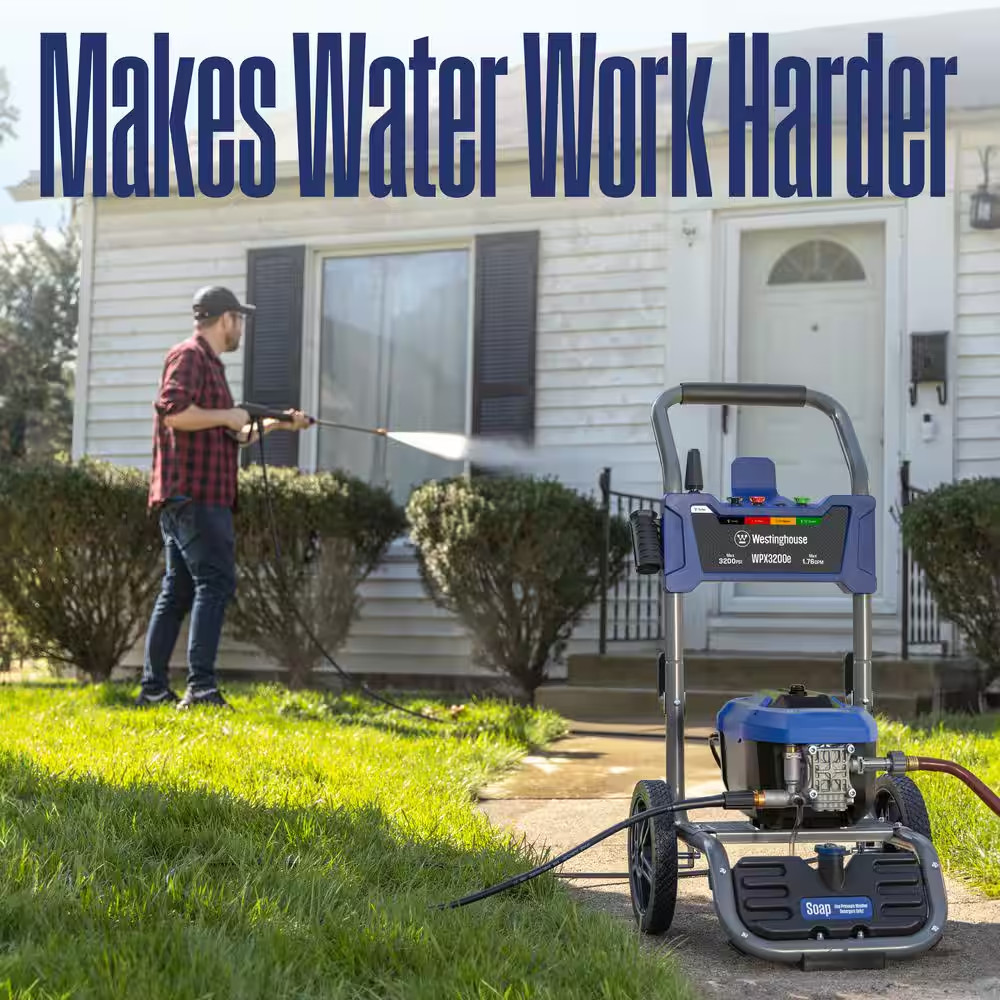 3200 Max PSI 1.76 Max GPM 13 Amp Cold Water Electric Powered Pressure Washer wit