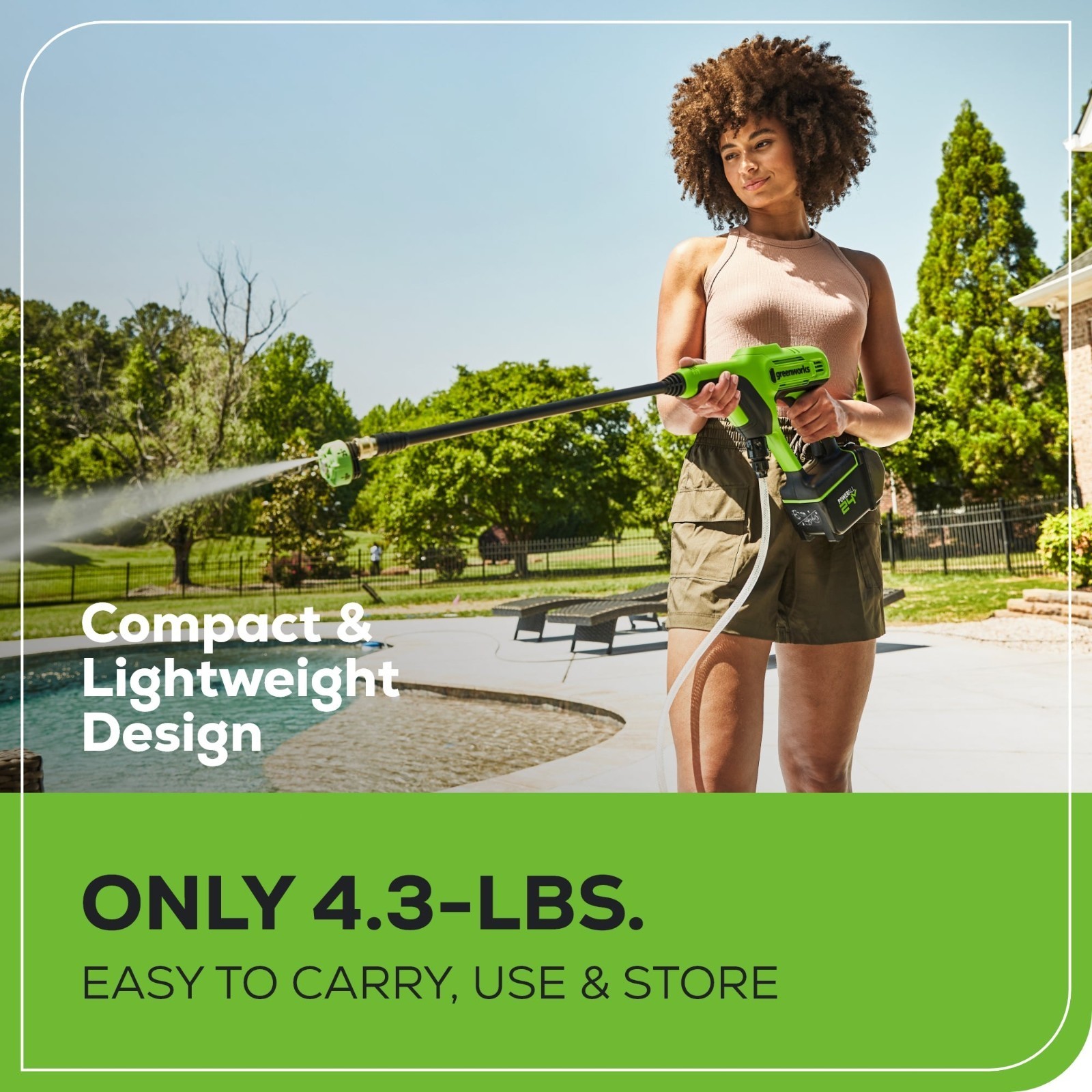 Greenworks 24V Cordless Pressure Washer 600PSI 0.8GPM w/ 4Ah Battery and Charger