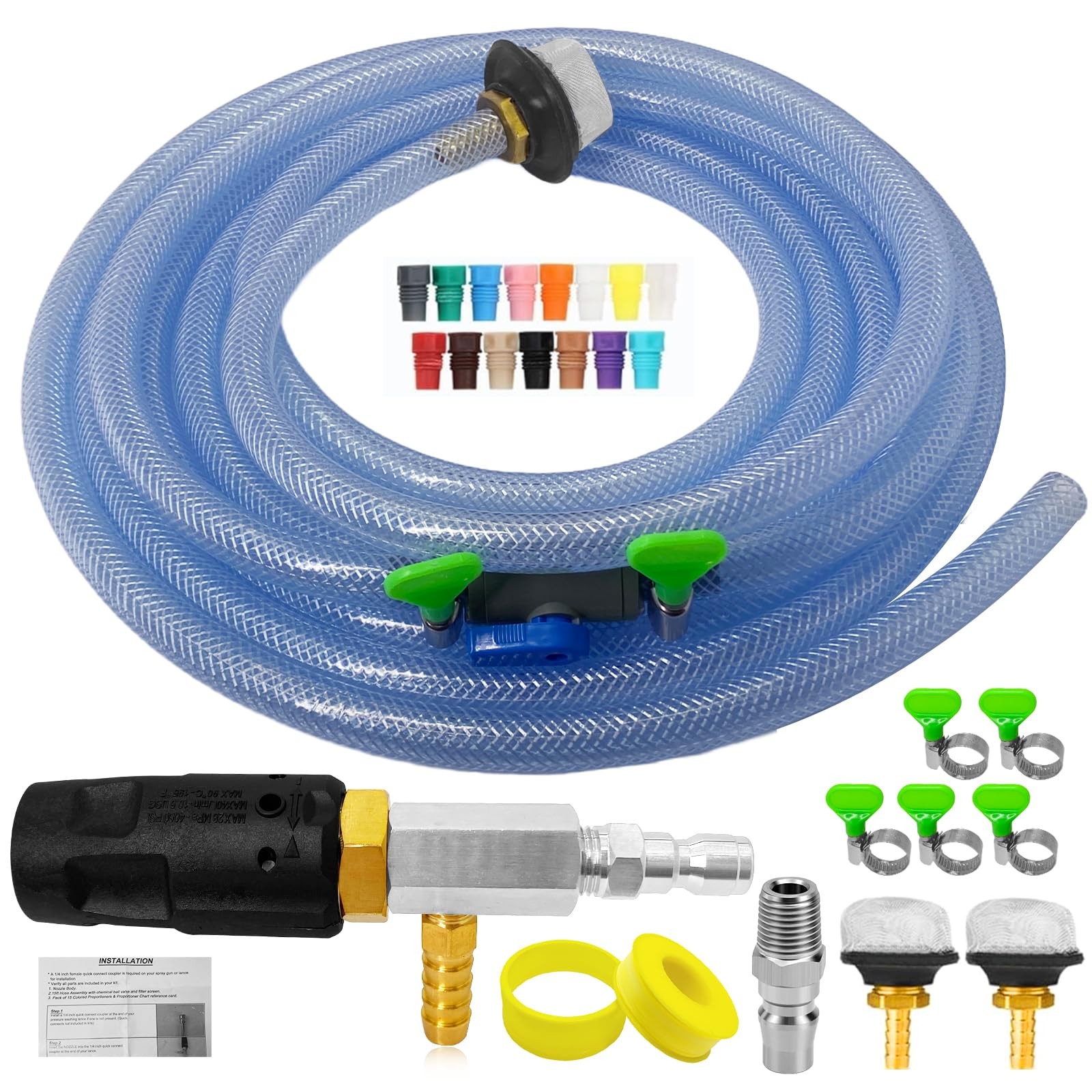 Adjustable Long Range Nozzle for Pressure Washer, Downstream Injection Spray
