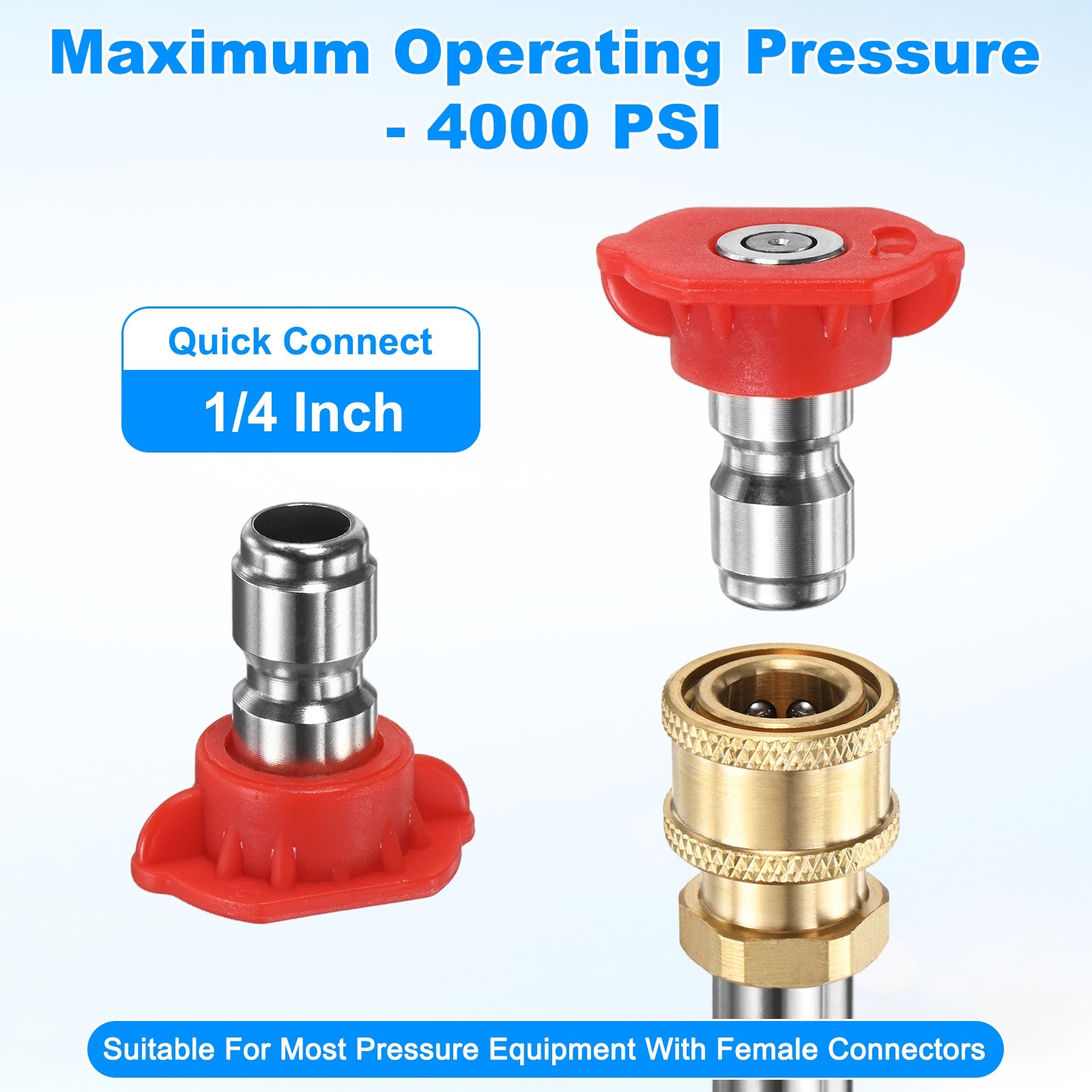 7-Pack Pressure Washer Nozzle Tips with Holder, 0 Degrees Nozzle, Orifice 4.0