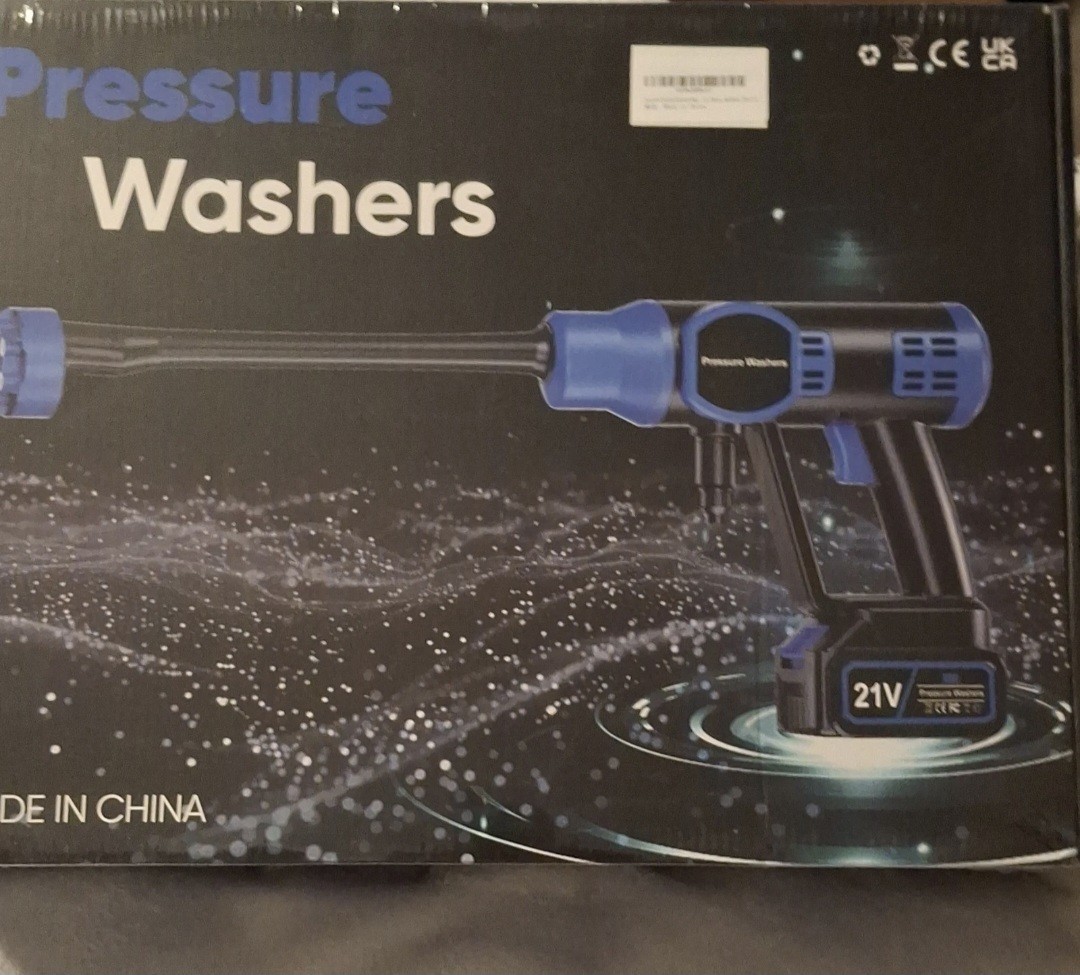 Cordless Cold Water Pressure Washer Gun 21V 5000 PSI w/ Battery Hose Soap Tank