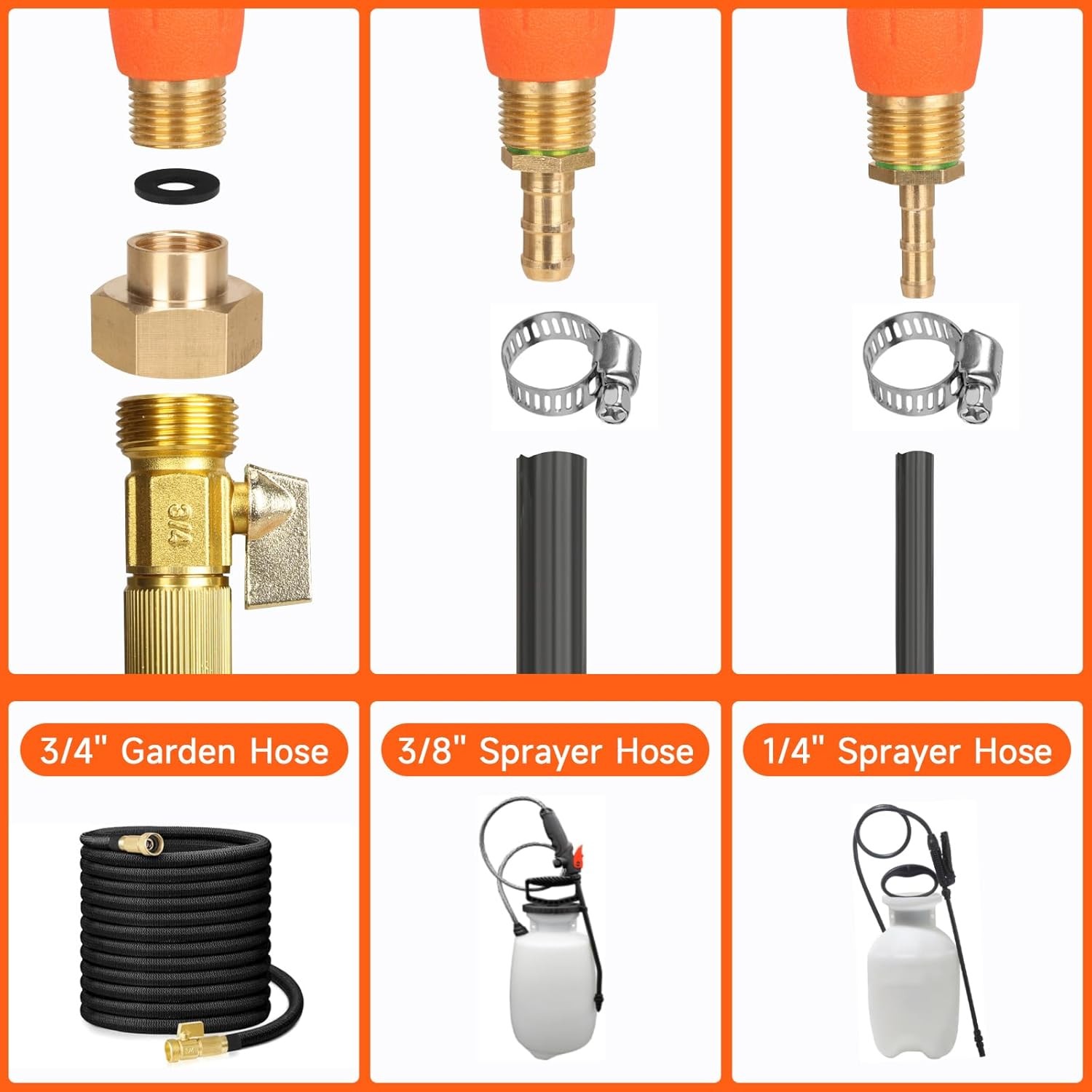 All Metal 44 Inches Replacement Sprayer Wand, Garden Hose Watering Orange