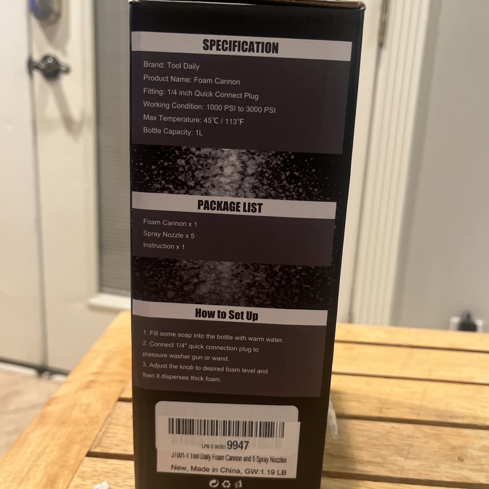 Tool Daily Foam Cannon with 1/4 Inch Quick Connector, 1 Liter, 5 Pressure Washer