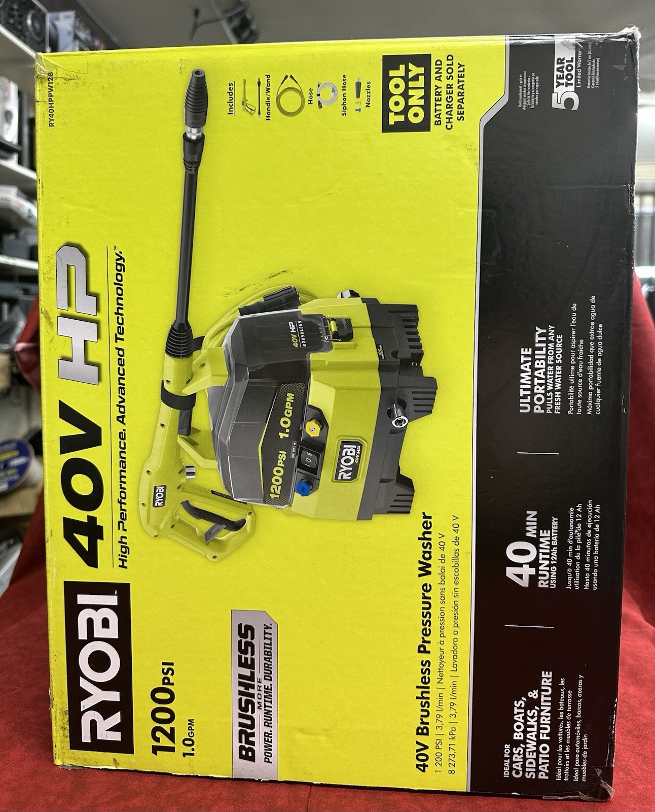 💥BRAND NEW FACTORY SEALED💥RYOBI RY40HPPW12B 40V Brushless PRESSURE WASHER!!!💥