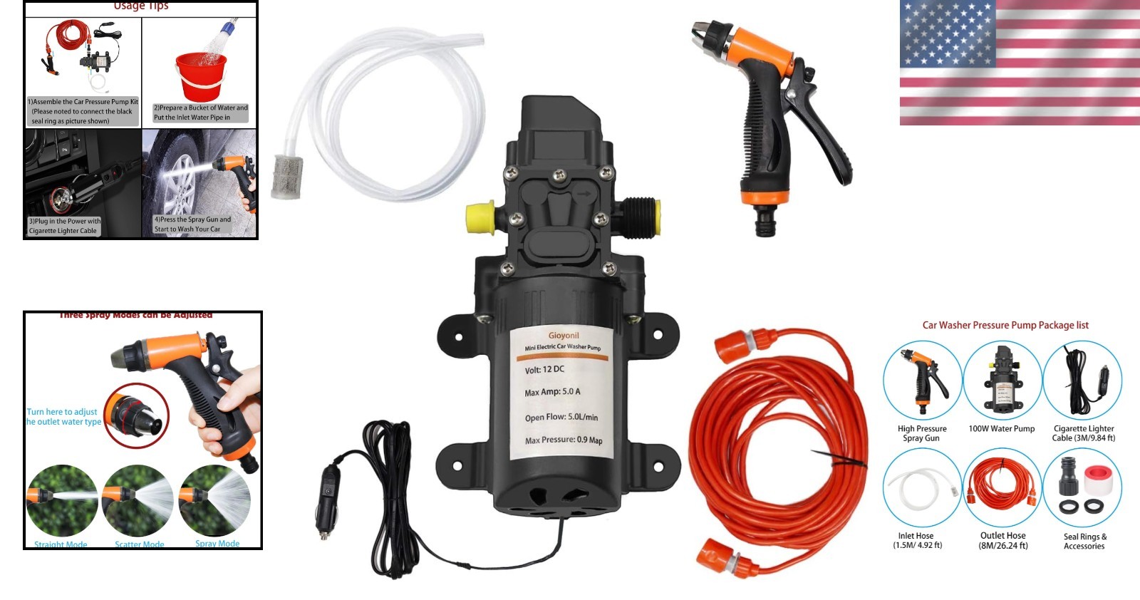 12V Electric Pressure Washer Pump Kit – Portable 100W Car Cleaning Solution