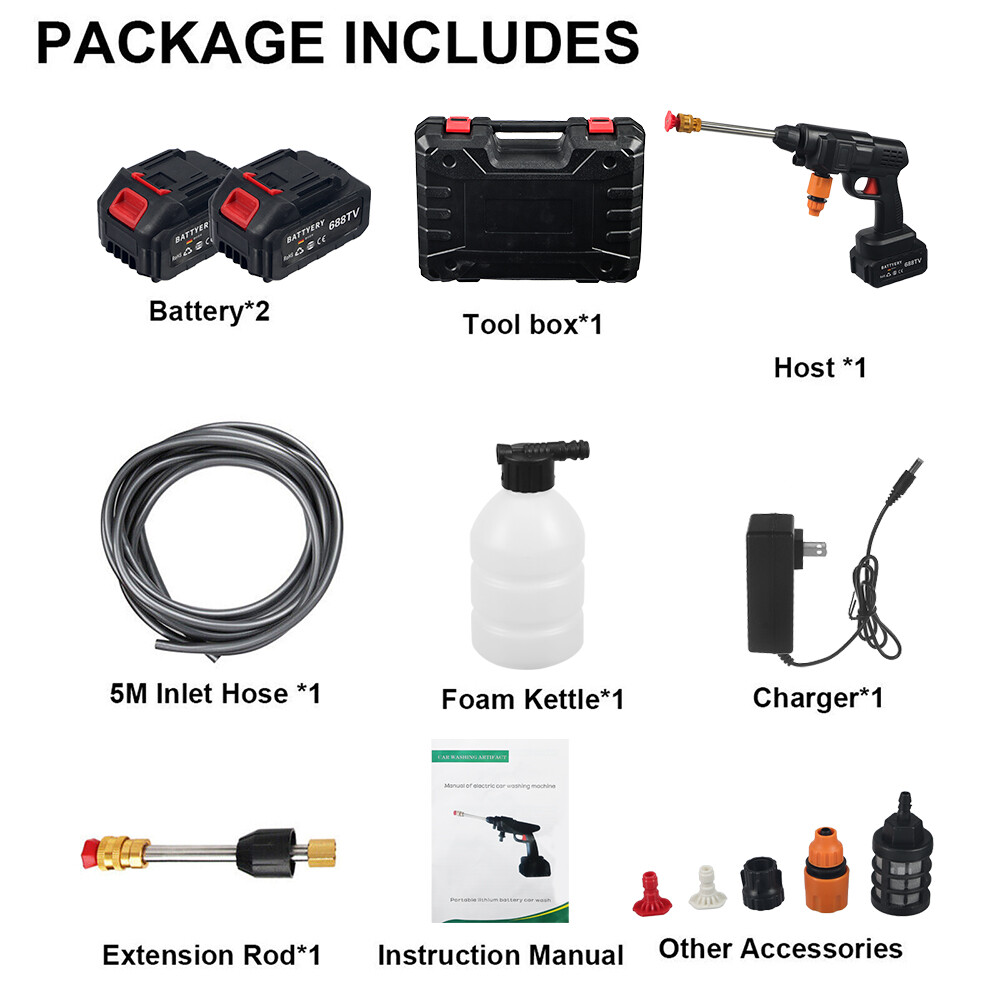 High Pressure Portable Tool Set Easy Convenient For Car Washing Cordless Design