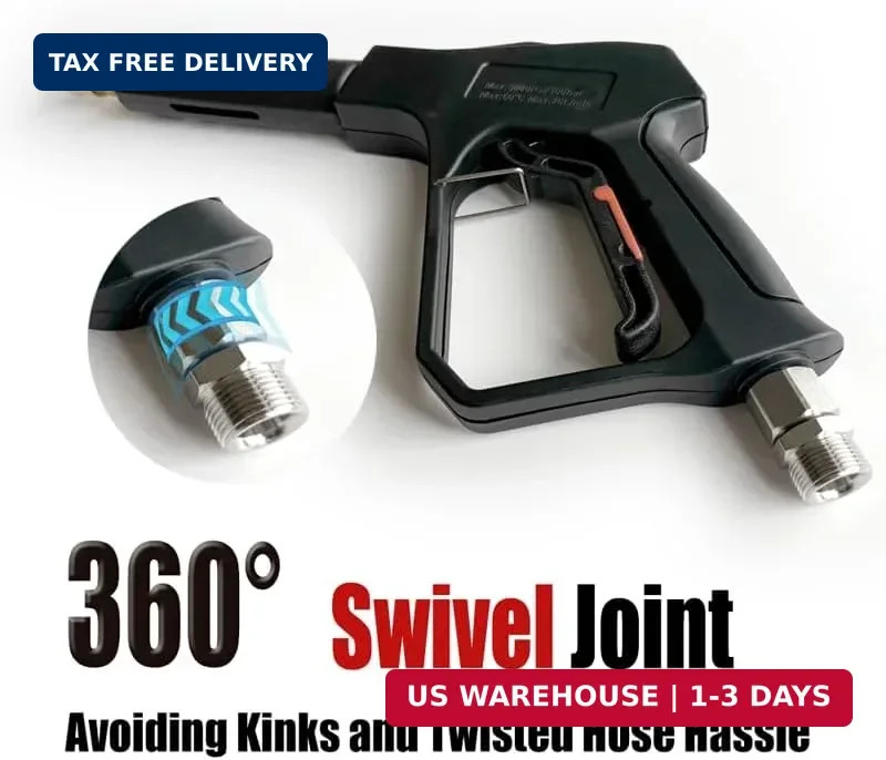 Swivel Pressure Washer Gun,Sturdy 5000PSI Short Power Washer Wand Carwash Spray