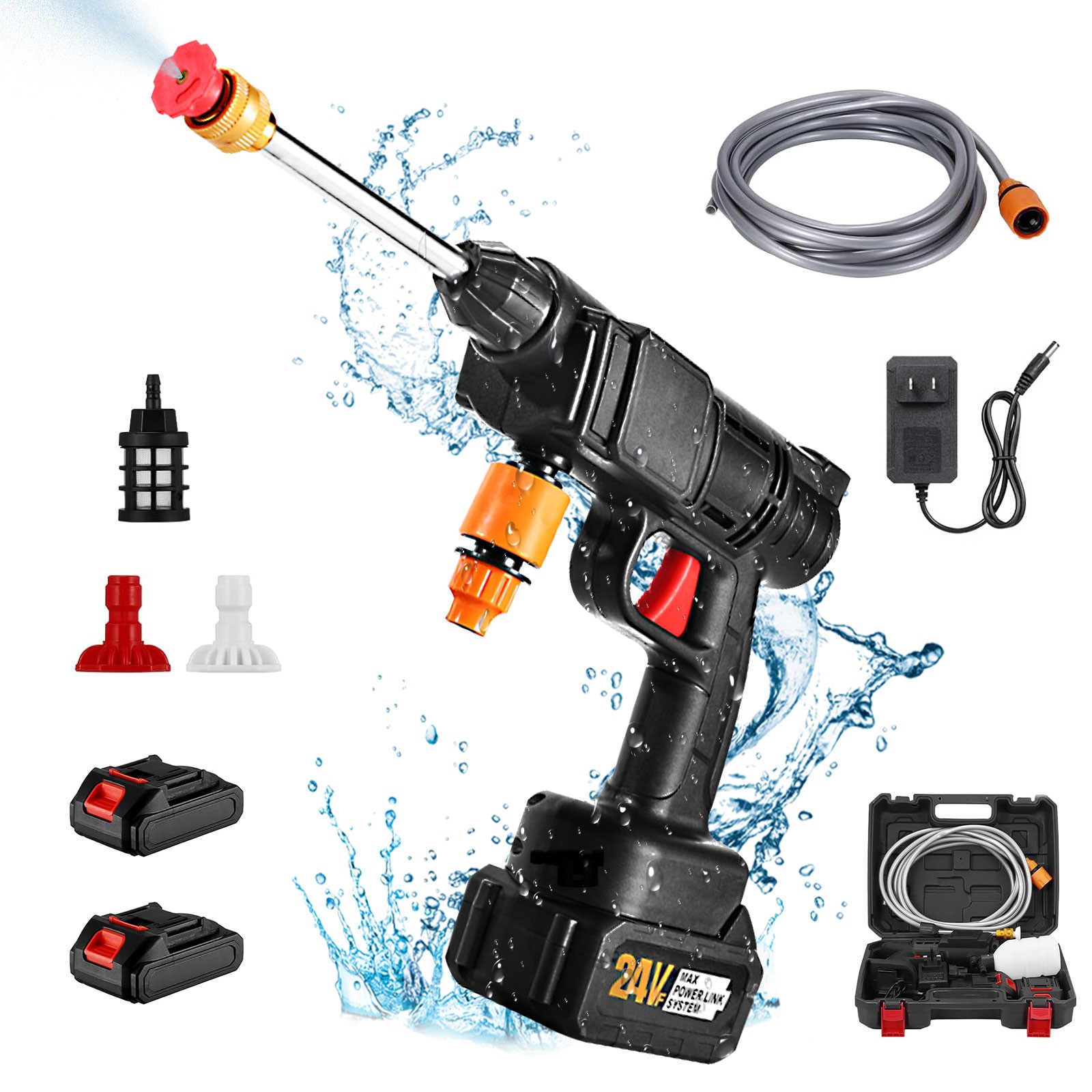 Cordless Water Spray Gun Portable High Pressure Car Washer Cleaner 18000prm 800W