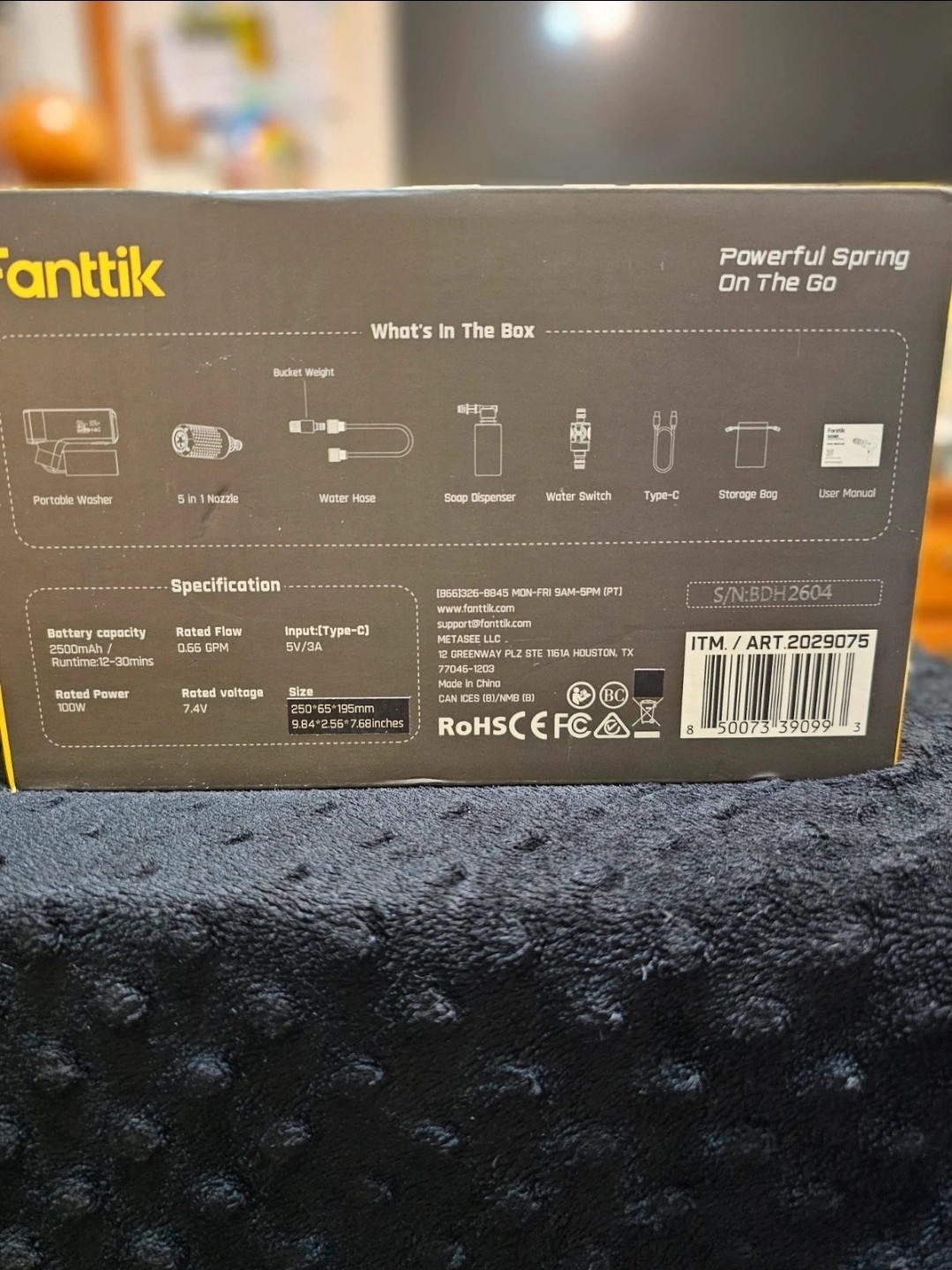 Fanttik K200 Flip Cordless Compact Cold Water Pressure Washer, Soap Tank, Black