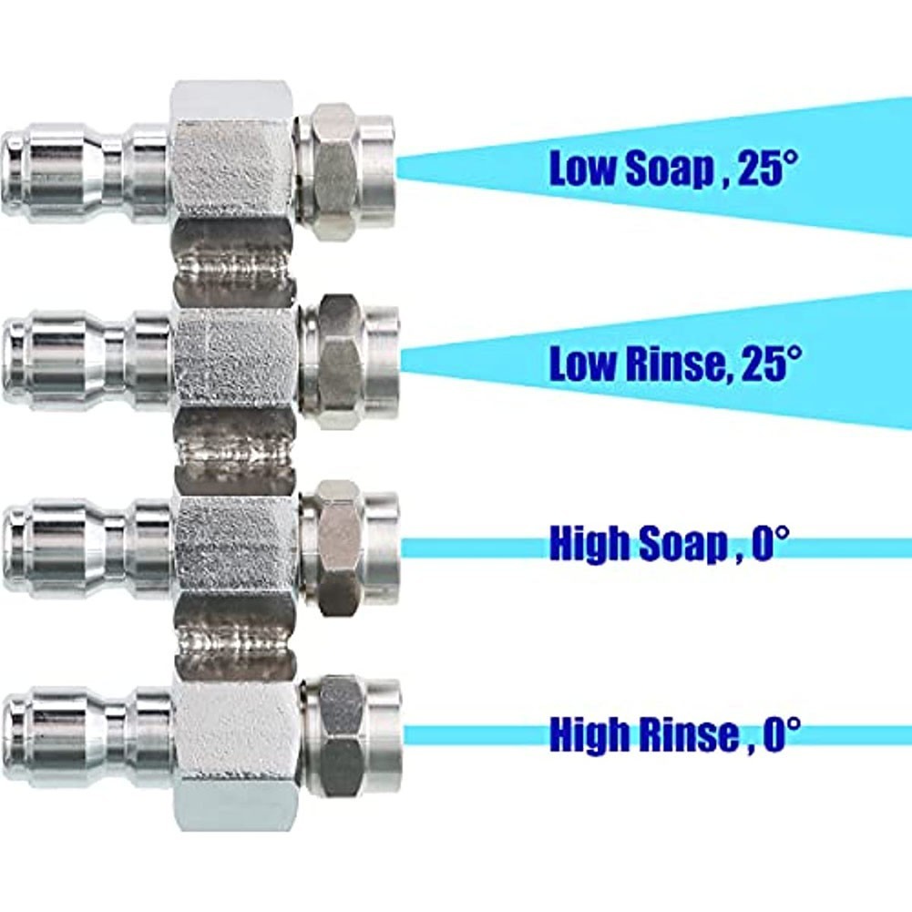 Pressure Washer Nozzle Kit 4 Way Tip Holder 1/4 Inch Quick Connect Soft Wash