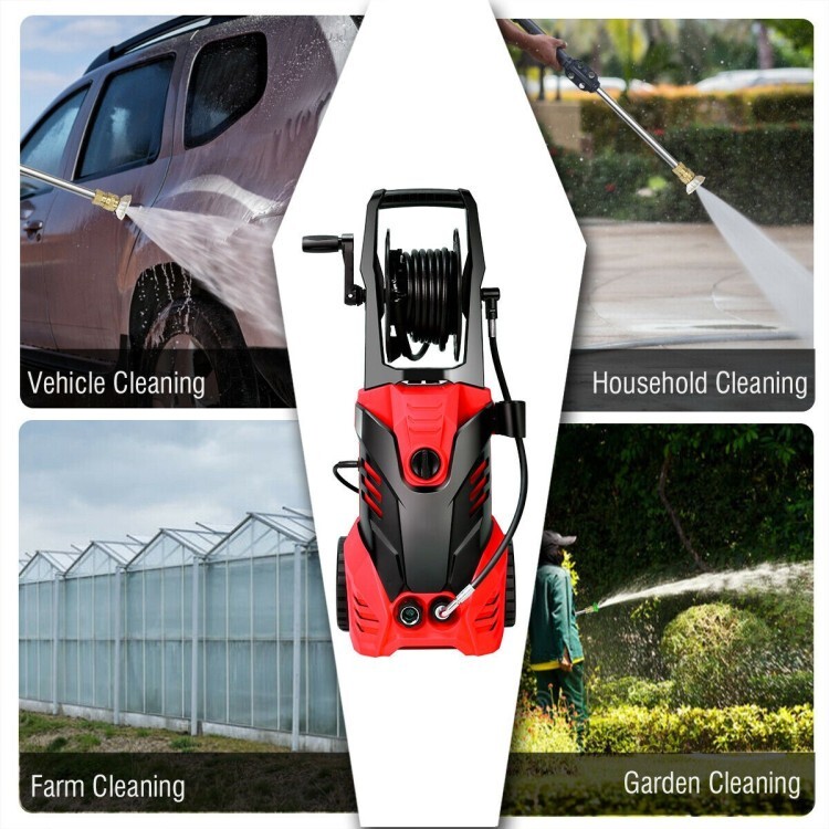 3000PSI Electric High Pressure Power Washer Water w/5Nozzle & pressure Hose Reel