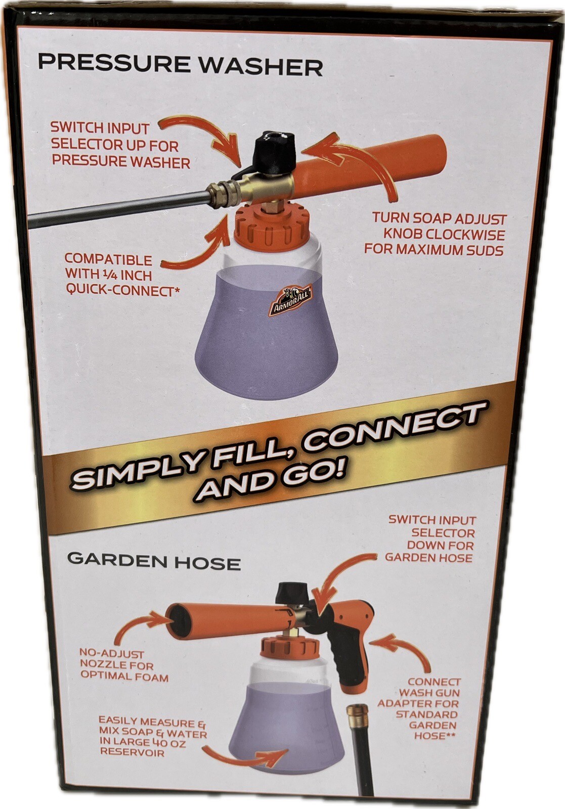 Armor All 2-in-1 Foam Cannon Kit, Car Cleaning Kit Connects to Power Washers and
