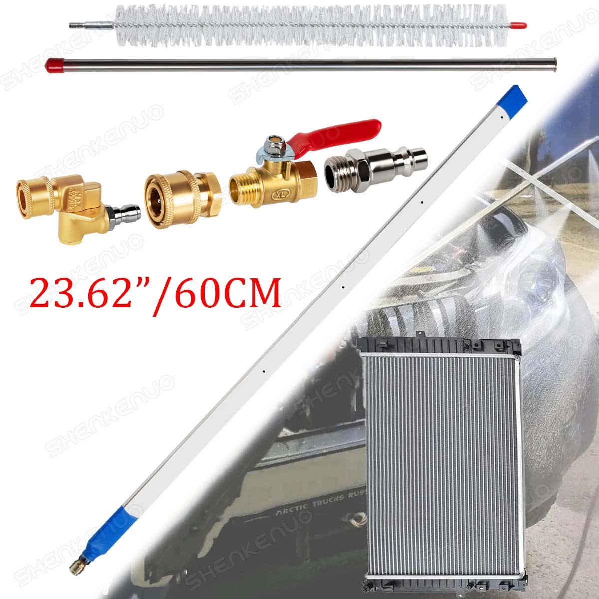 Radiator Flush Cleaner Tool 4500 PSI Portable with Multi Angle Connectors 60CM