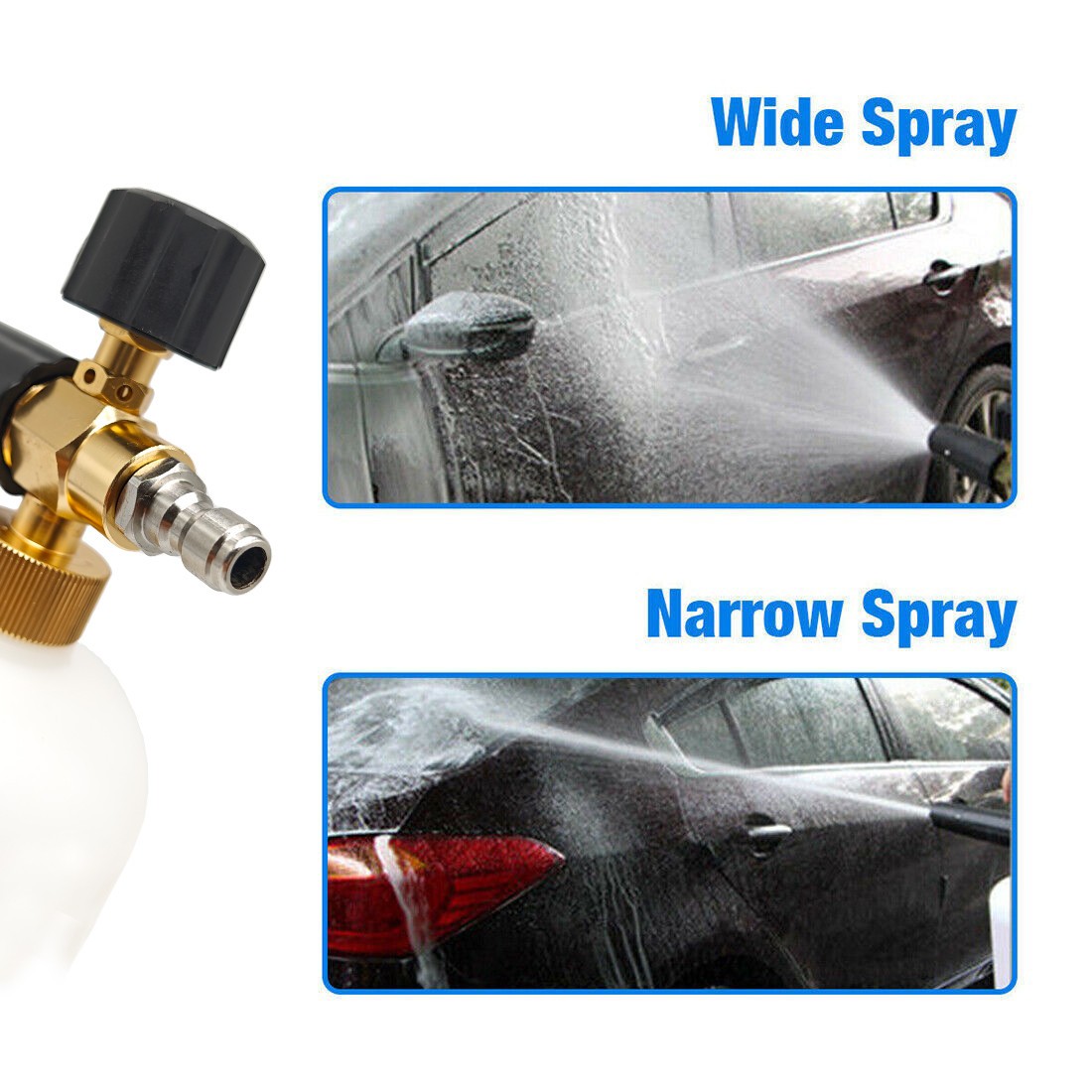 1/4″ Snow Foam Pressure Washer Gun Car Wash Soap Lance Cannon Spray Jet Bottle
