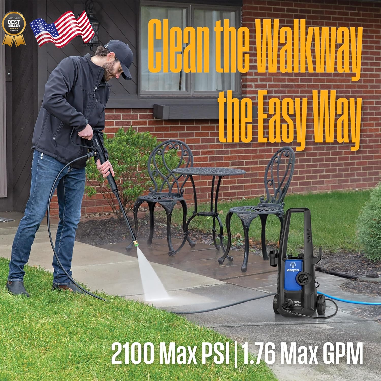 Westinghouse ePX3050 Electric Pressure Washer 2100 Max PSI 1.76 Max GPM