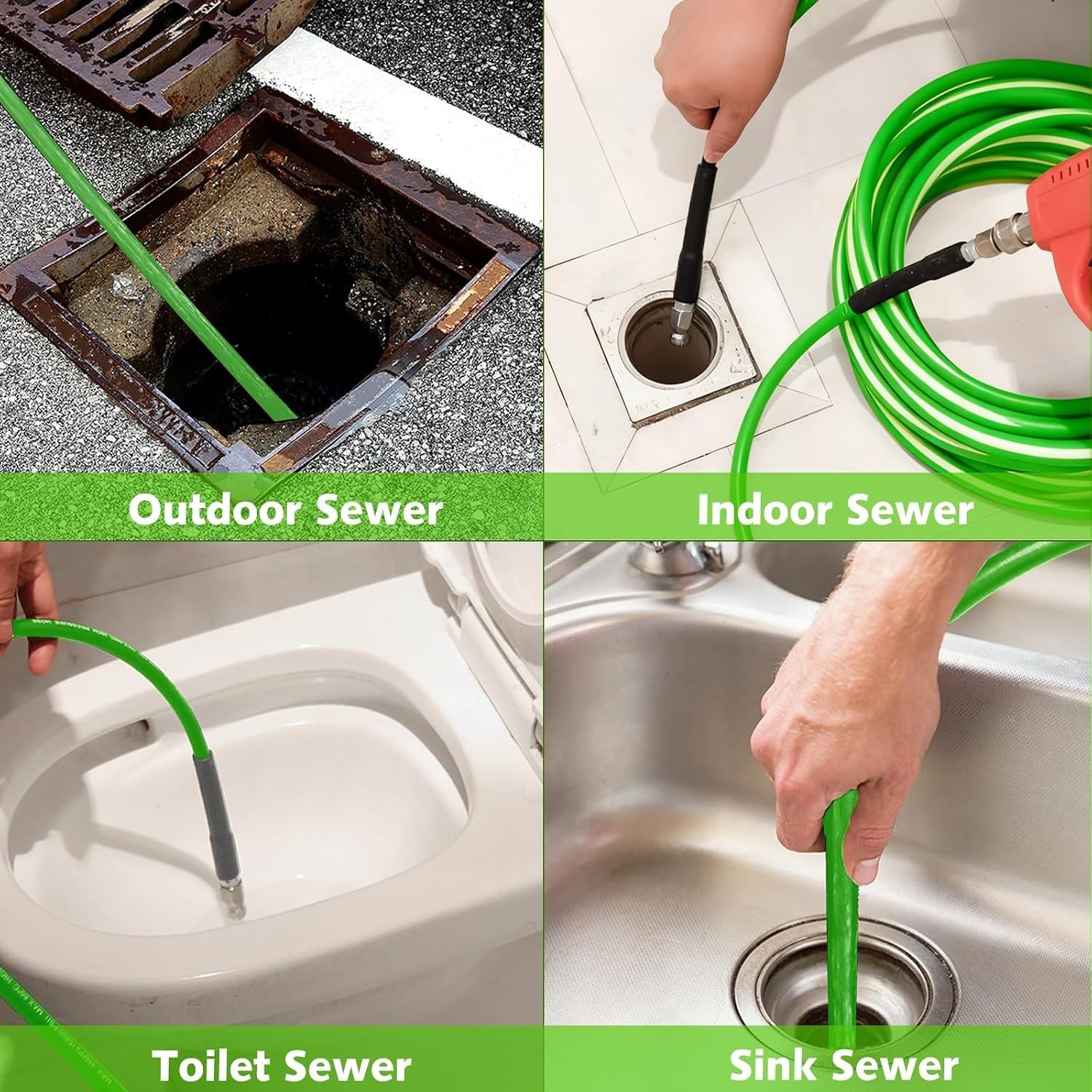 Sewer Jetter Kit 100 FT for Pressure Washer, 5800 PSI Drain Cleaner Hose 1/4 …