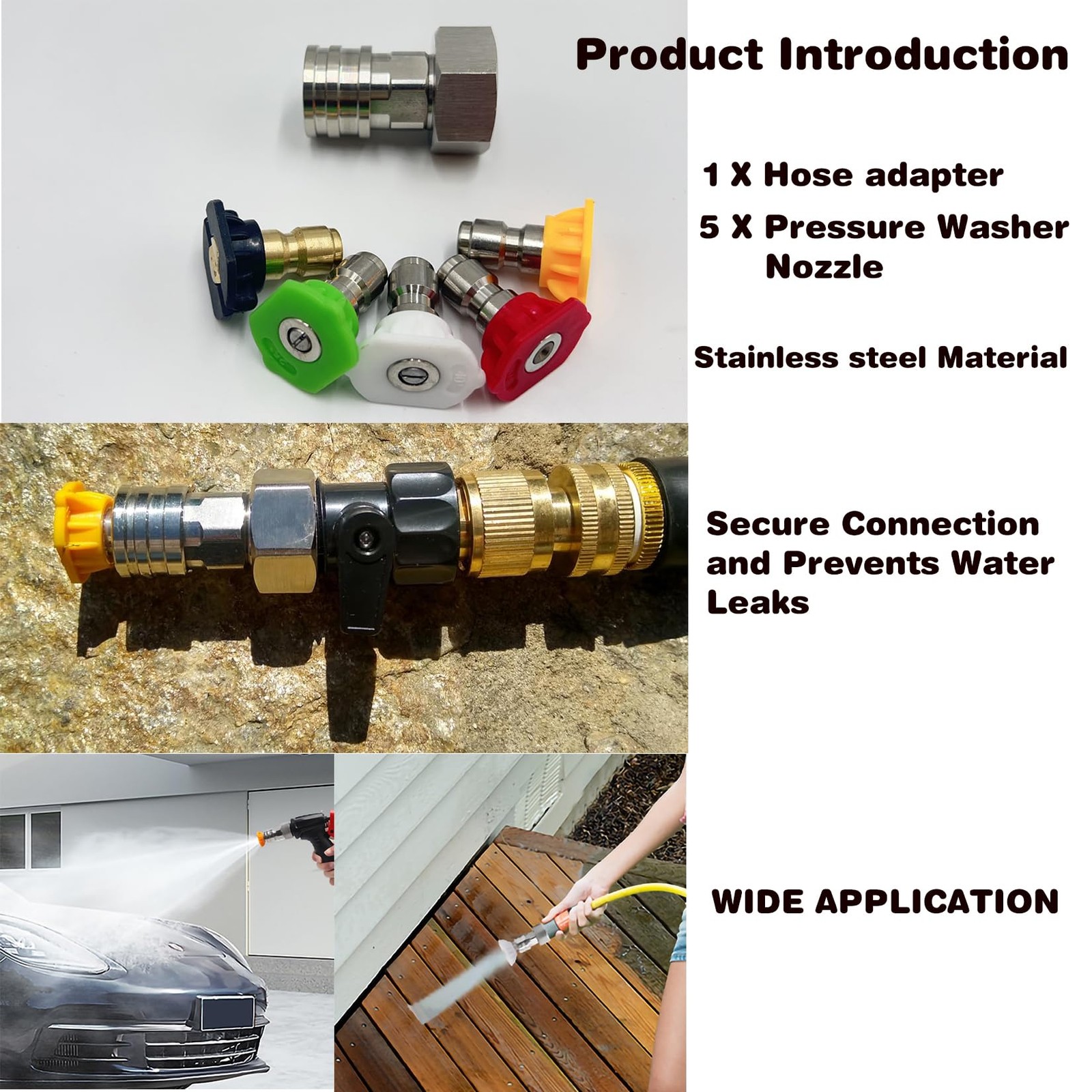 Garden Hose to Pressure Washer Adapter,Pressure Washer Spray Nozzle Tip Set w…