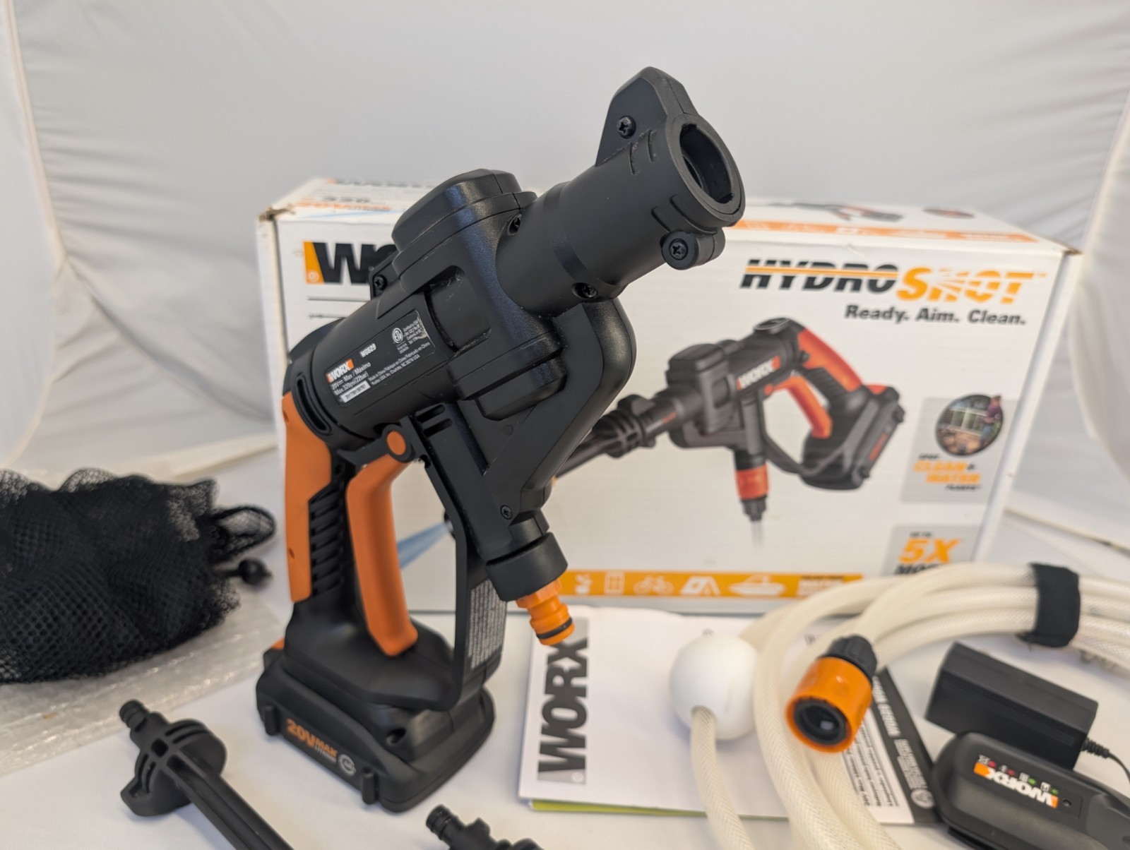 WORX Hydroshot 20V Cordless Portable Power Cleaner WG629/320 PSI