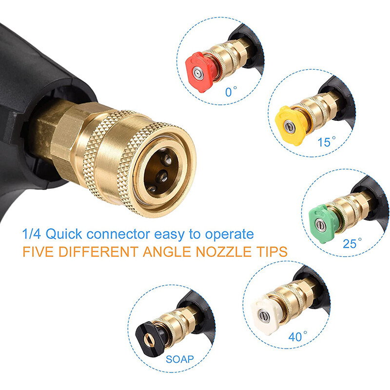 4350PSI High Pressure Washer Gun Car Wash Foam Spray Short Wand /Nozzle Tips Set