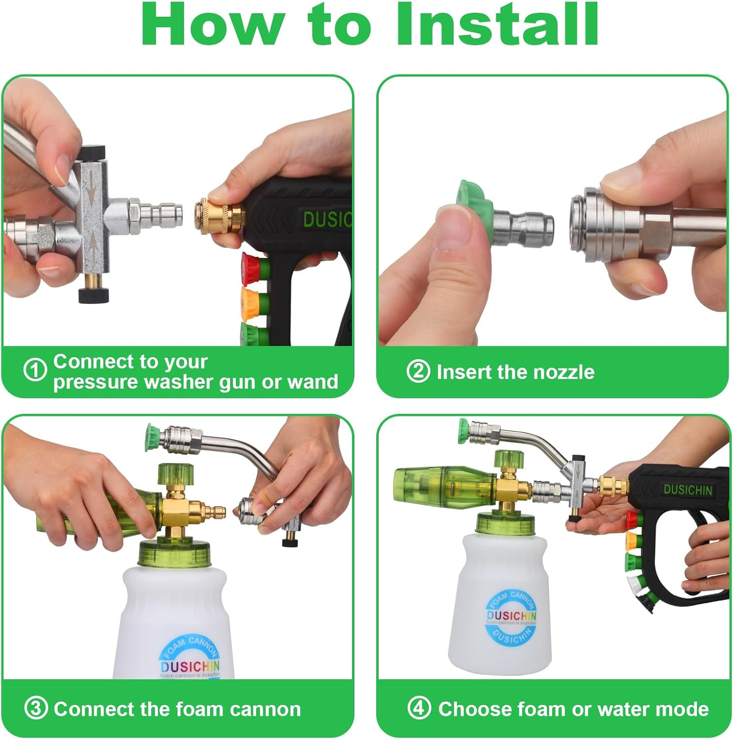 DUSICHIN Pressure Washer Gun Foam Cannon Dual Connector Shift Valve, Car Wash Fo