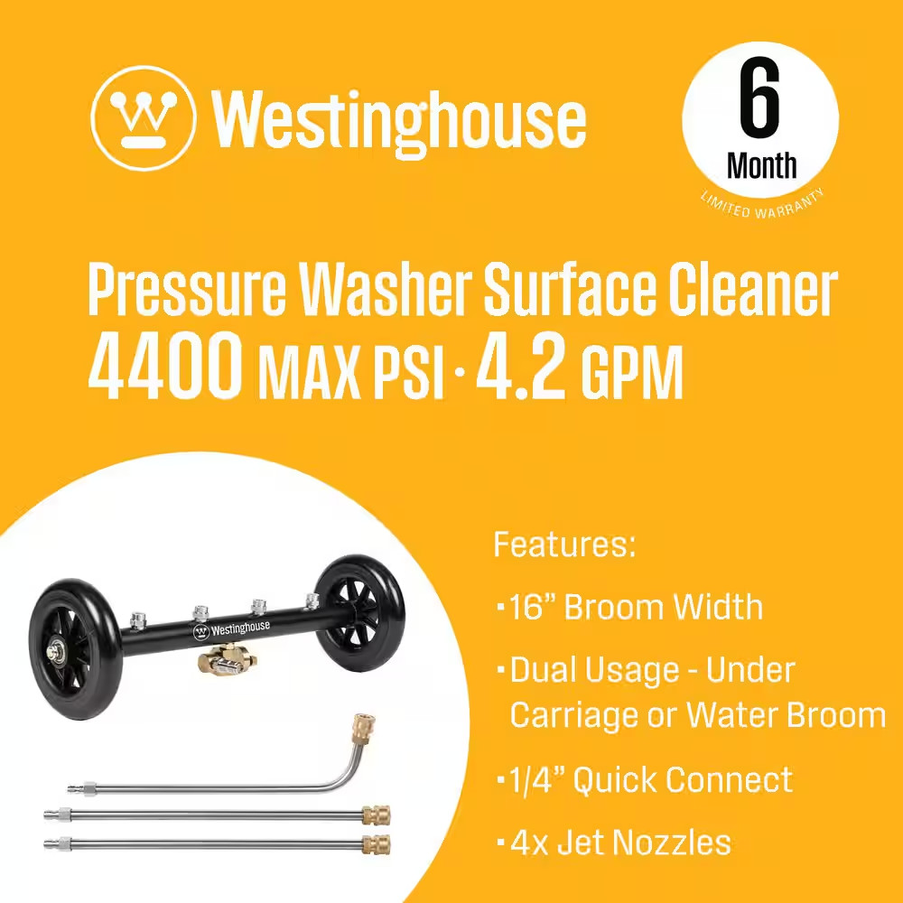 16 In. 4400 PSI Undercarriage Cleaner and Water Broom for Pressure Washers