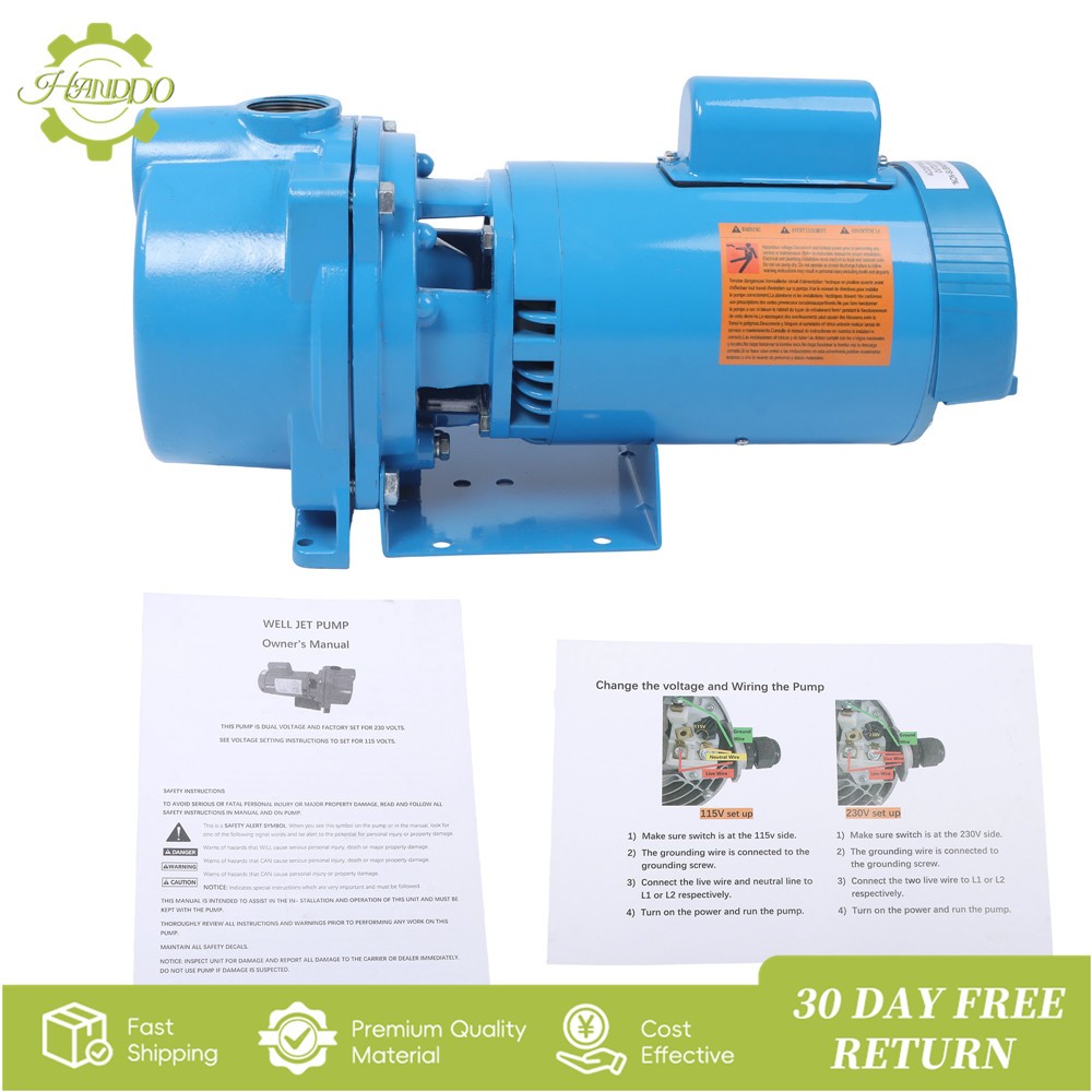 GT15 Self-Priming Centrifugal Water Well Irrigation Sprinkler Pump 115/230Volt