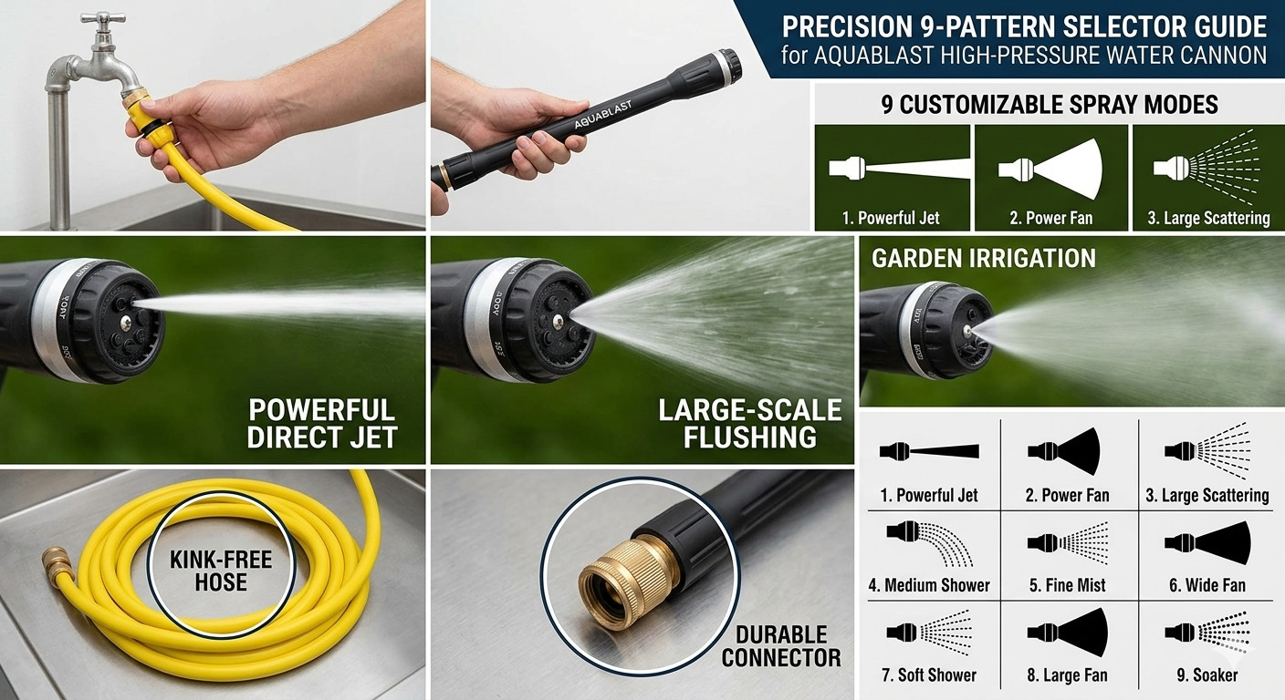 High Pressure Car Wash Water Gun Spray Nozzle Portable Garden Hose Washer