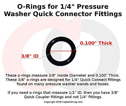 Power Pressure Washer ORings for 1/4″ Quick Coupler, High Temperature Viton …