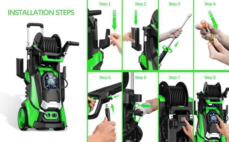 Electric High Pressure Washer 3800PSI 2.8GPM with Hose Reel and Touch Screen NEW