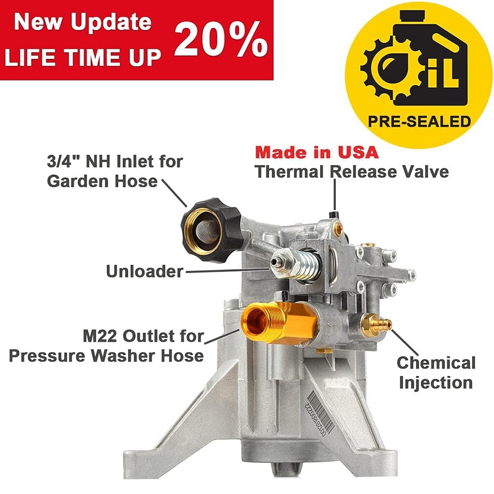 YAMATIC 7/8″ Shaft Vertical Pressure Washer Pump 3000 PSI 2.5 GPM