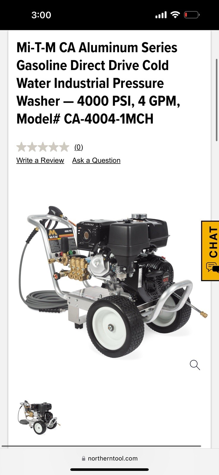 Mi-T-M 4000 PSI Gas Pressure Washer