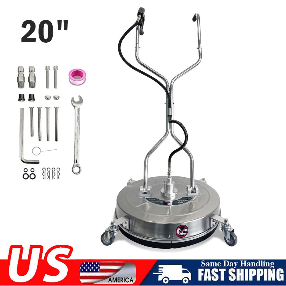 20″ Pressure Washer Surface Cleaner with Dual Handles ＆ 4 Wheels Quick Connect