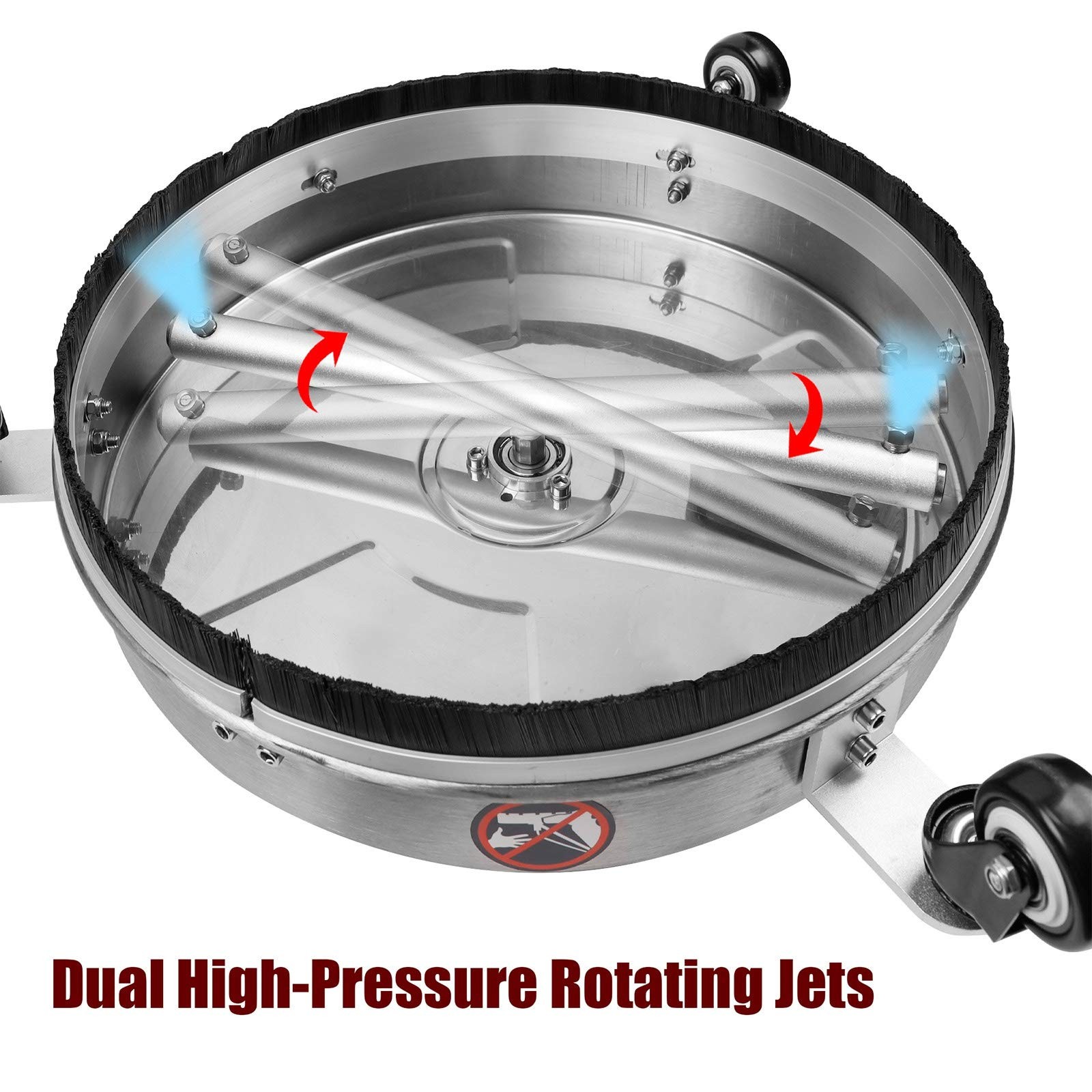 15″ Pressure Washer Stainless Steel Surface Cleaner With 3 Wheels & 1/4″ Quick C