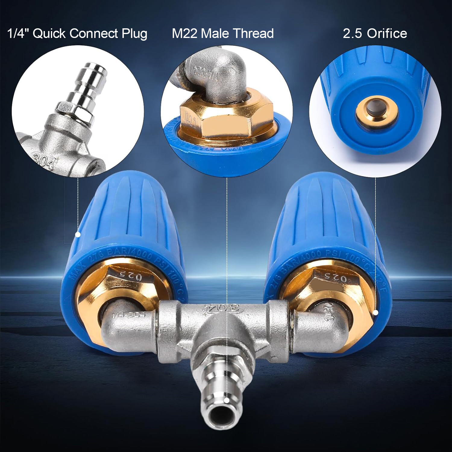 4000 PSI Dual Turbo Nozzle Pressure Washer 4-6 GPM 1/4″ Quick Connect Spray Tip