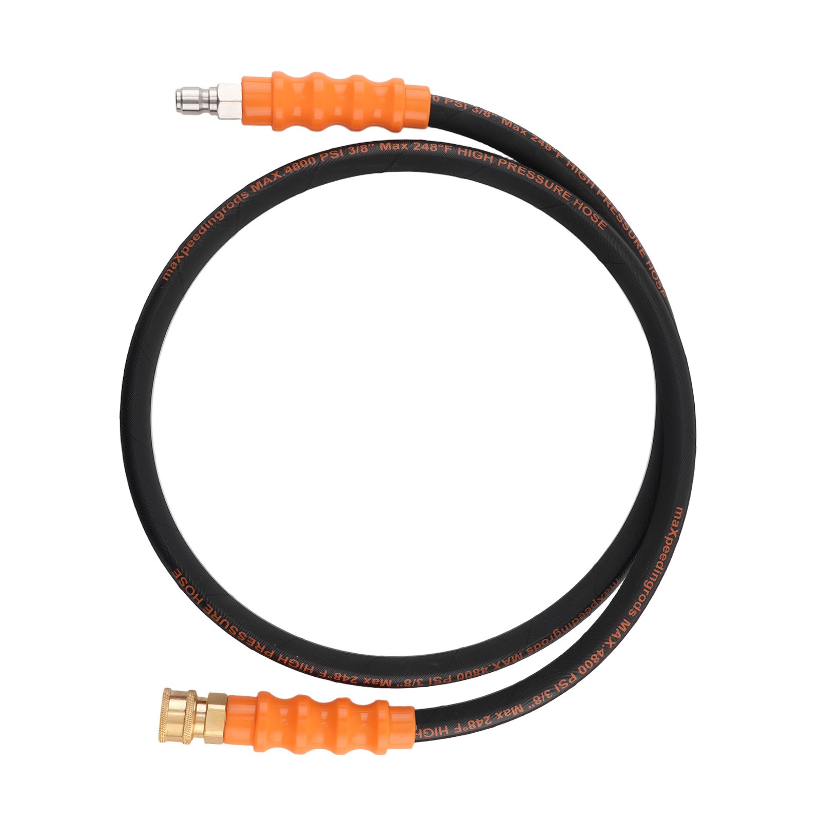 3/8″ Quick Connect Pressure Hose 5FT 4800PSI Steel Wire Braided Rubber Black